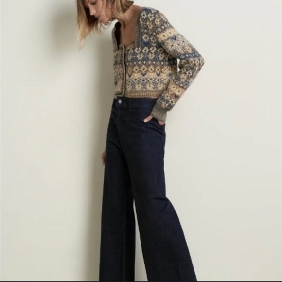 Zara Blue and Cream Patterned Sweater - Picture 2 of 15